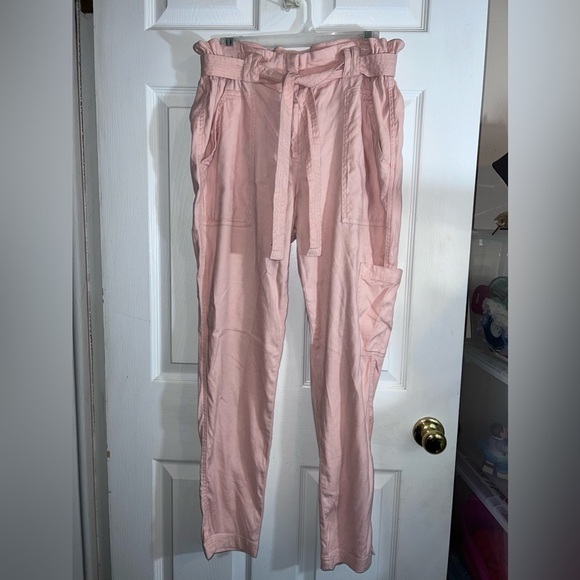 Anthropologie ELEVENSES Romy Paper Bag Waist Linen Blend Pants Pink Sz S - Picture 4 of 15